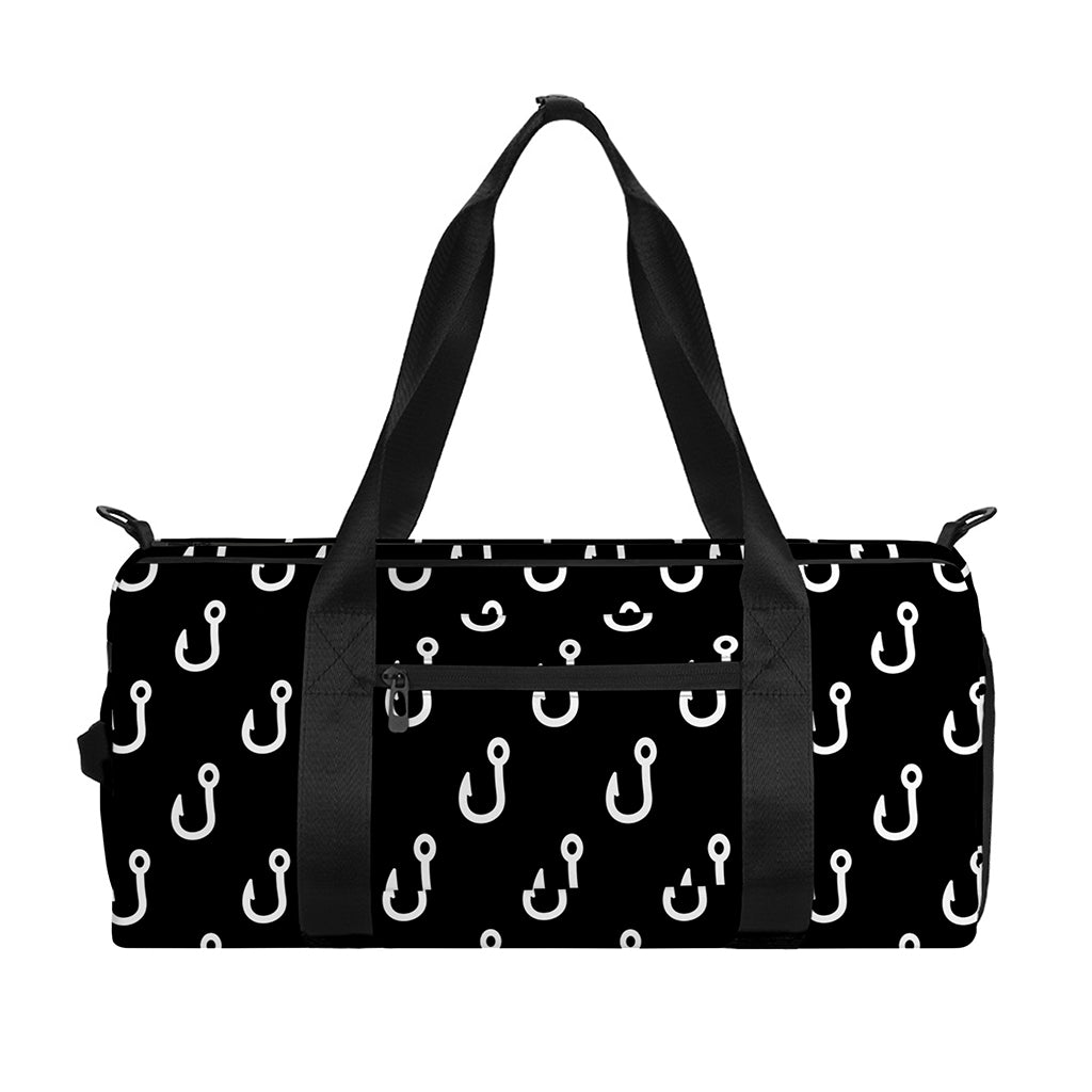 Black And White Fishing Hooks Print Gym Bag