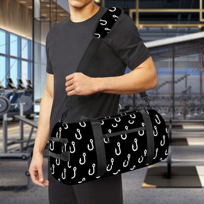 Black And White Fishing Hooks Print Gym Bag