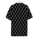 Black And White Fishing Hooks Print Hawaiian Shirt