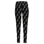 Black And White Fishing Hooks Print High-Waisted Pocket Leggings