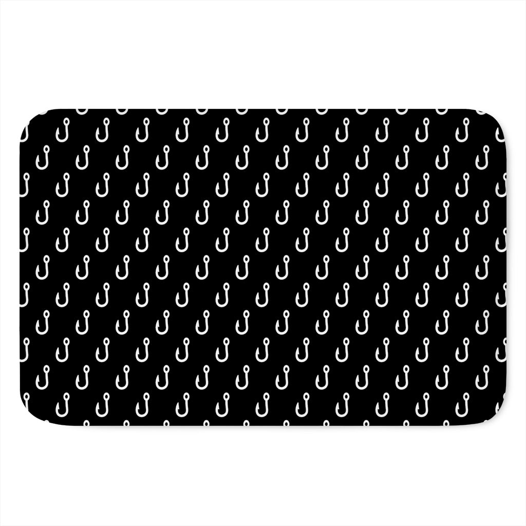 Black And White Fishing Hooks Print Indoor Door Mat