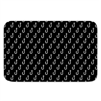 Black And White Fishing Hooks Print Indoor Door Mat