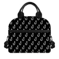 Black And White Fishing Hooks Print Insulated Lunch Bag
