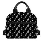 Black And White Fishing Hooks Print Insulated Lunch Bag