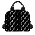 Black And White Fishing Hooks Print Insulated Lunch Bag