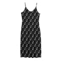 Black And White Fishing Hooks Print Jersey Midi Cami Dress