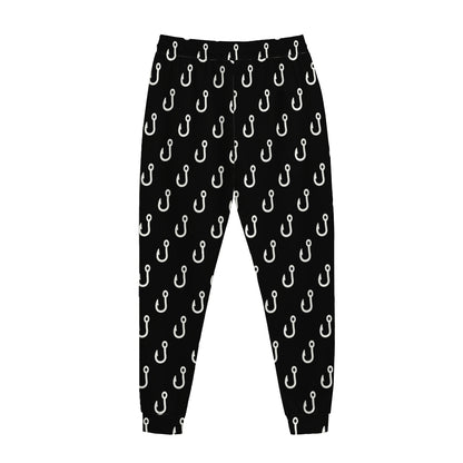 Black And White Fishing Hooks Print Jogger Pants