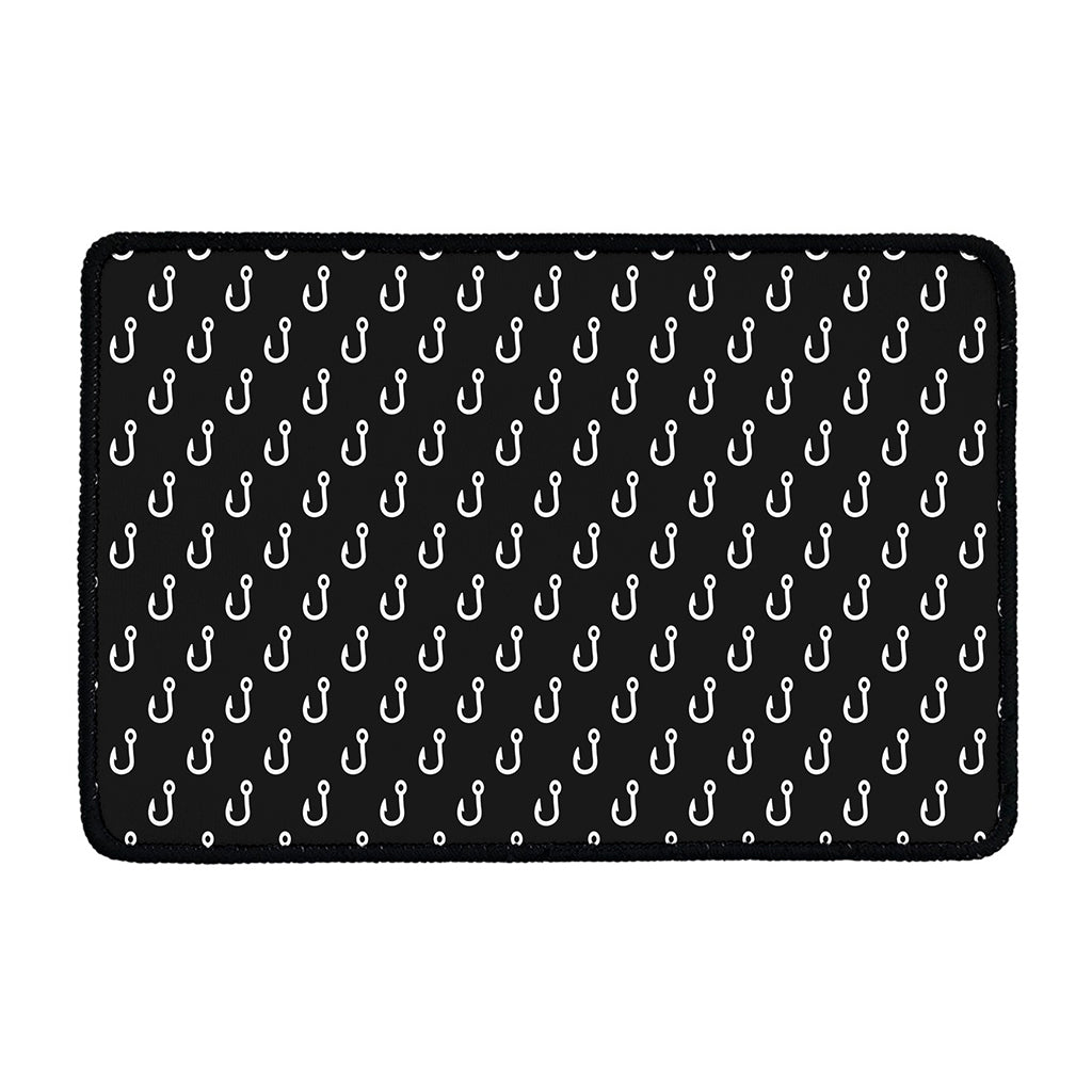 Black And White Fishing Hooks Print Kitchen Mat
