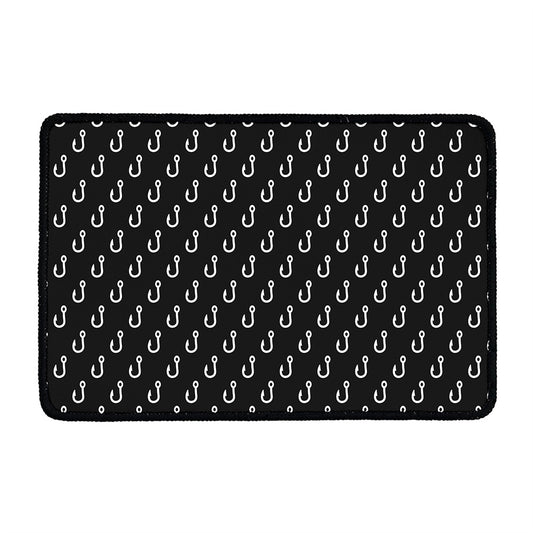 Black And White Fishing Hooks Print Kitchen Mat