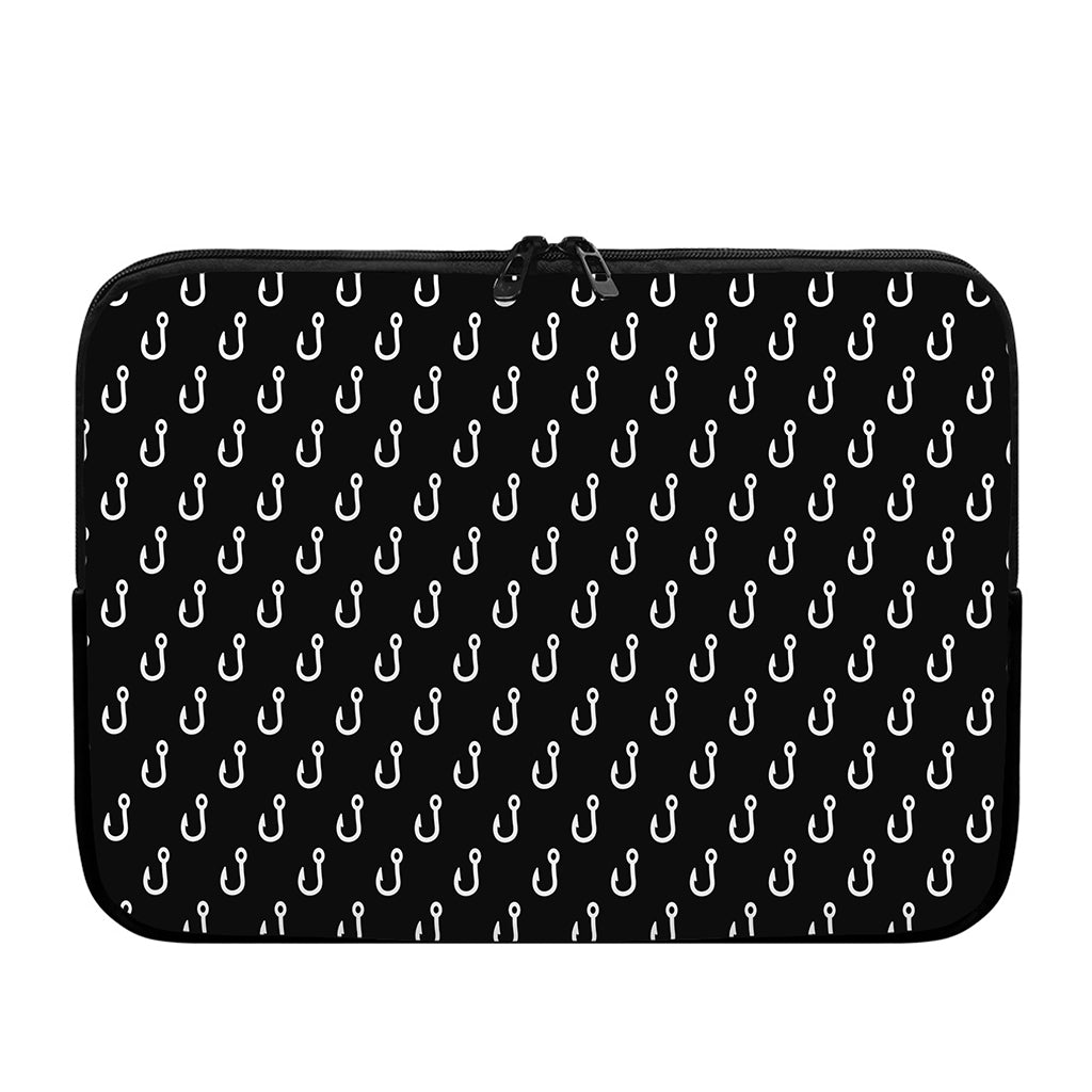 Black And White Fishing Hooks Print Laptop Sleeve