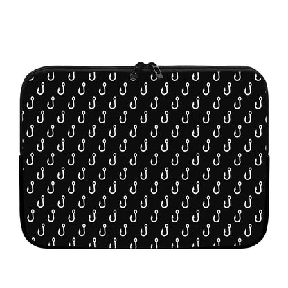 Black And White Fishing Hooks Print Laptop Sleeve