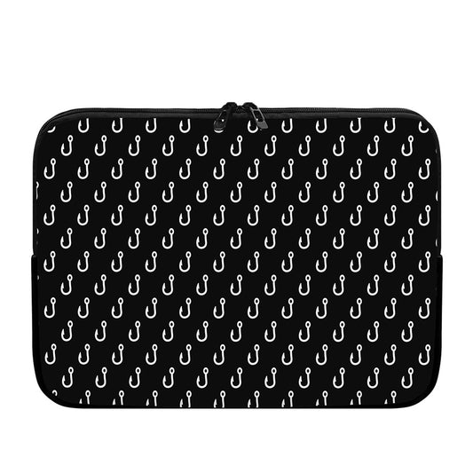 Black And White Fishing Hooks Print Laptop Sleeve