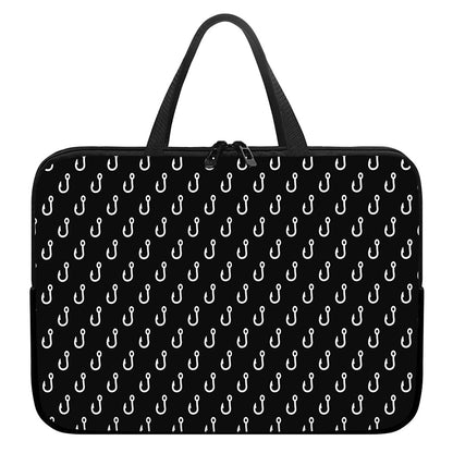 Black And White Fishing Hooks Print Laptop Sleeve With Handle