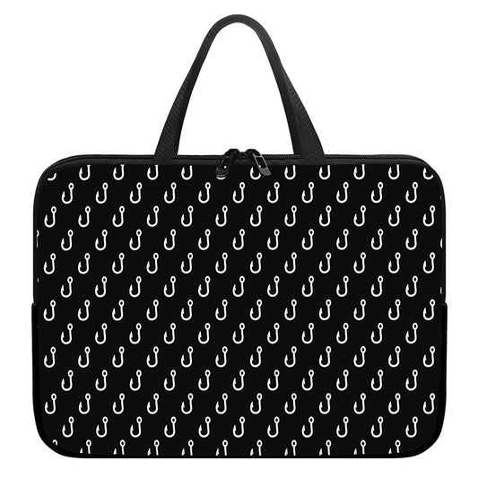 Black And White Fishing Hooks Print Laptop Sleeve With Handle