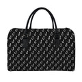 Black And White Fishing Hooks Print Leather Duffel Bag