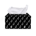 Black And White Fishing Hooks Print Leather Tissue Box Cover