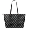 Black And White Fishing Hooks Print Leather Tote Bag