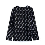 Black And White Fishing Hooks Print Long Sleeve Short Coat