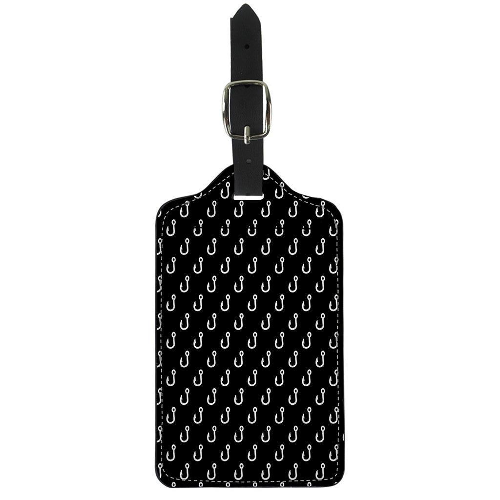Black And White Fishing Hooks Print Luggage Tag