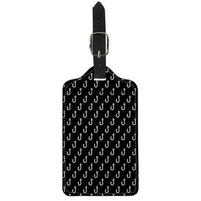 Black And White Fishing Hooks Print Luggage Tag
