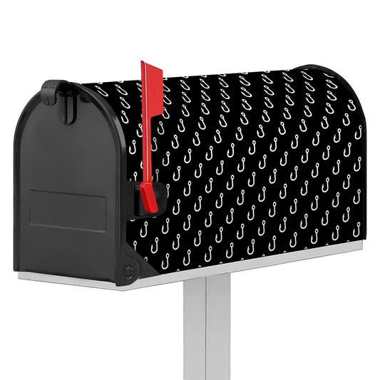 Black And White Fishing Hooks Print Mailbox Cover