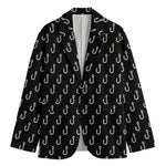 Black And White Fishing Hooks Print Men's Blazer
