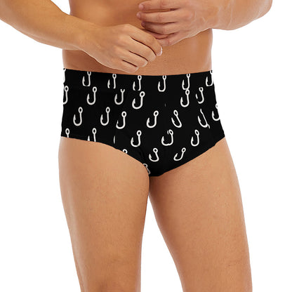 Black And White Fishing Hooks Print Men's Briefs