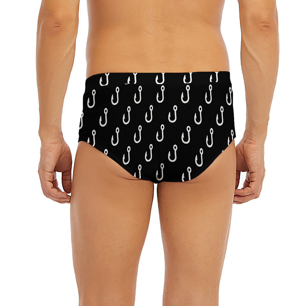 Black And White Fishing Hooks Print Men's Briefs