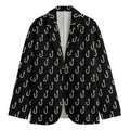 Black And White Fishing Hooks Print Men's Cotton Blazer