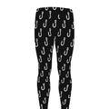 Black And White Fishing Hooks Print Men's Leggings