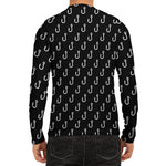Black And White Fishing Hooks Print Men's Long Sleeve Rash Guard