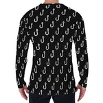 Black And White Fishing Hooks Print Men's Long Sleeve T-Shirt