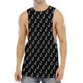 Black And White Fishing Hooks Print Men's Muscle Tank Top
