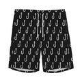Black And White Fishing Hooks Print Men's Athletic Shorts