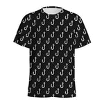 Black And White Fishing Hooks Print Men's Sports T-Shirt