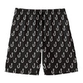 Black And White Fishing Hooks Print Men's Swim Trunks