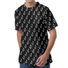 Black And White Fishing Hooks Print Men's Velvet T-Shirt