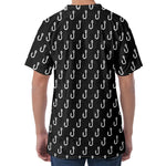 Black And White Fishing Hooks Print Men's Velvet T-Shirt