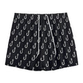Black And White Fishing Hooks Print Mesh Shorts