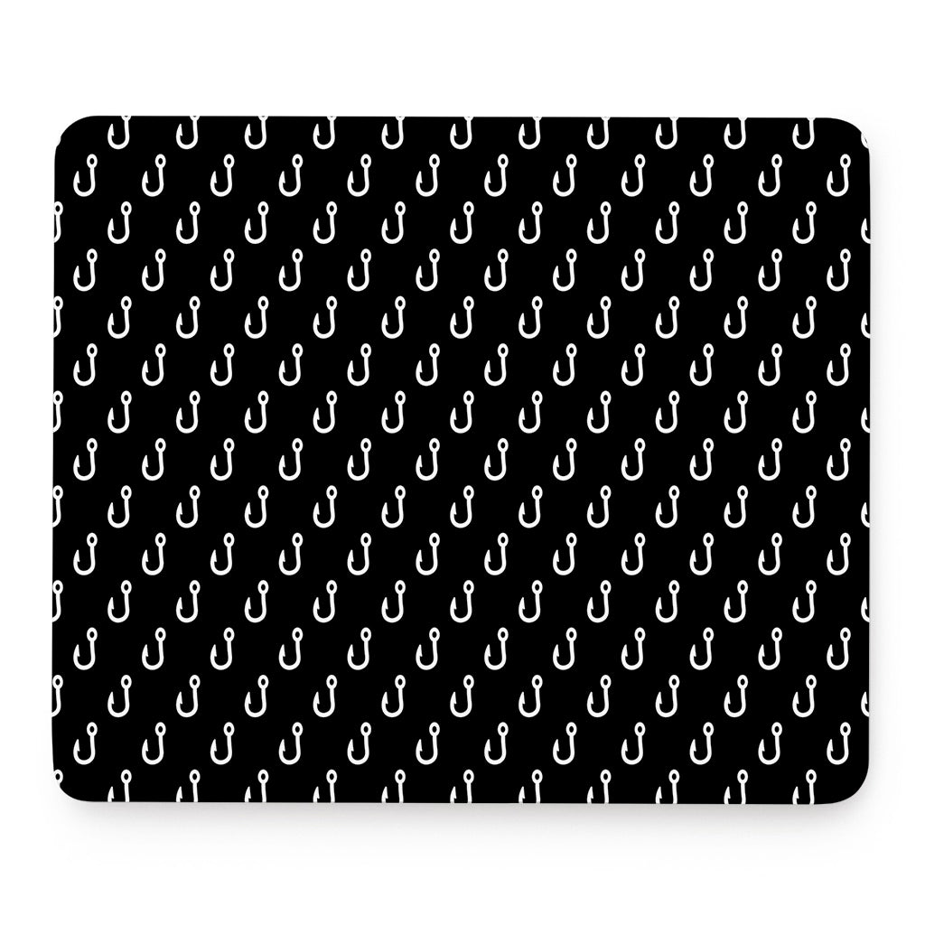 Black And White Fishing Hooks Print Mouse Pad