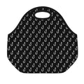 Black And White Fishing Hooks Print Neoprene Lunch Bag