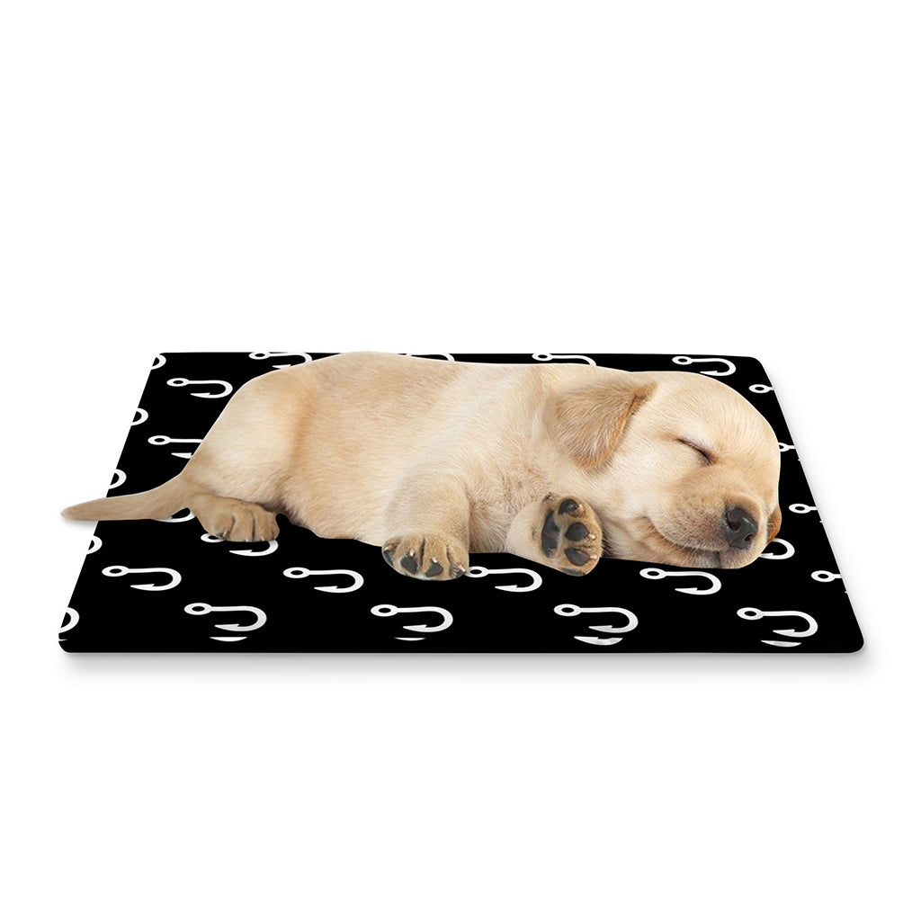 Black And White Fishing Hooks Print Pet Cooling Mat Cover