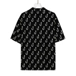 Black And White Fishing Hooks Print Rayon Hawaiian Shirt