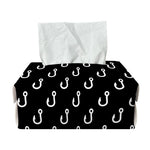 Black And White Fishing Hooks Print Rectangle Tissue Box Cover