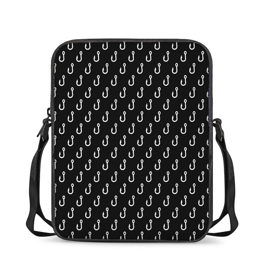Black And White Fishing Hooks Print Rectangular Crossbody Bag