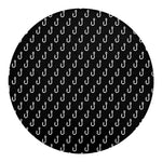Black And White Fishing Hooks Print Round Blanket