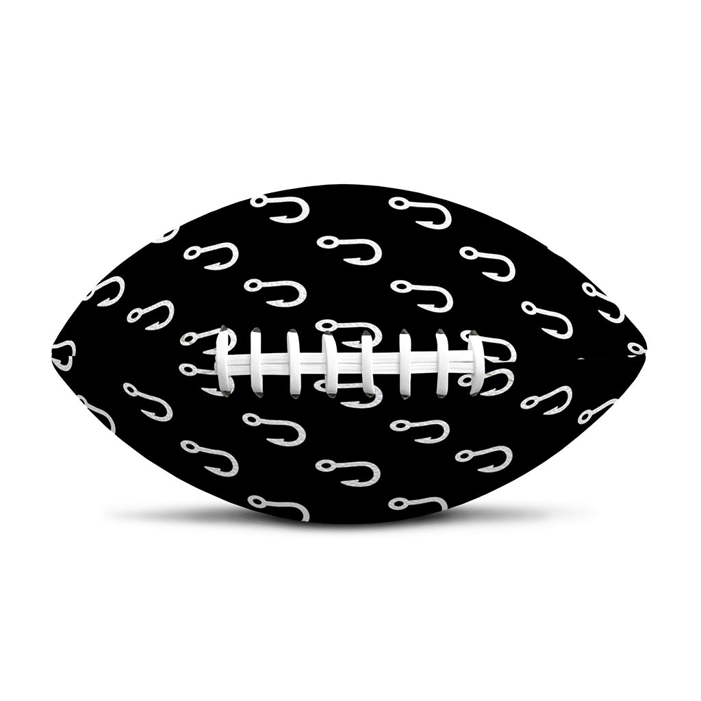 Black And White Fishing Hooks Print Rugby Ball