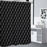 Black And White Fishing Hooks Print Shower Curtain