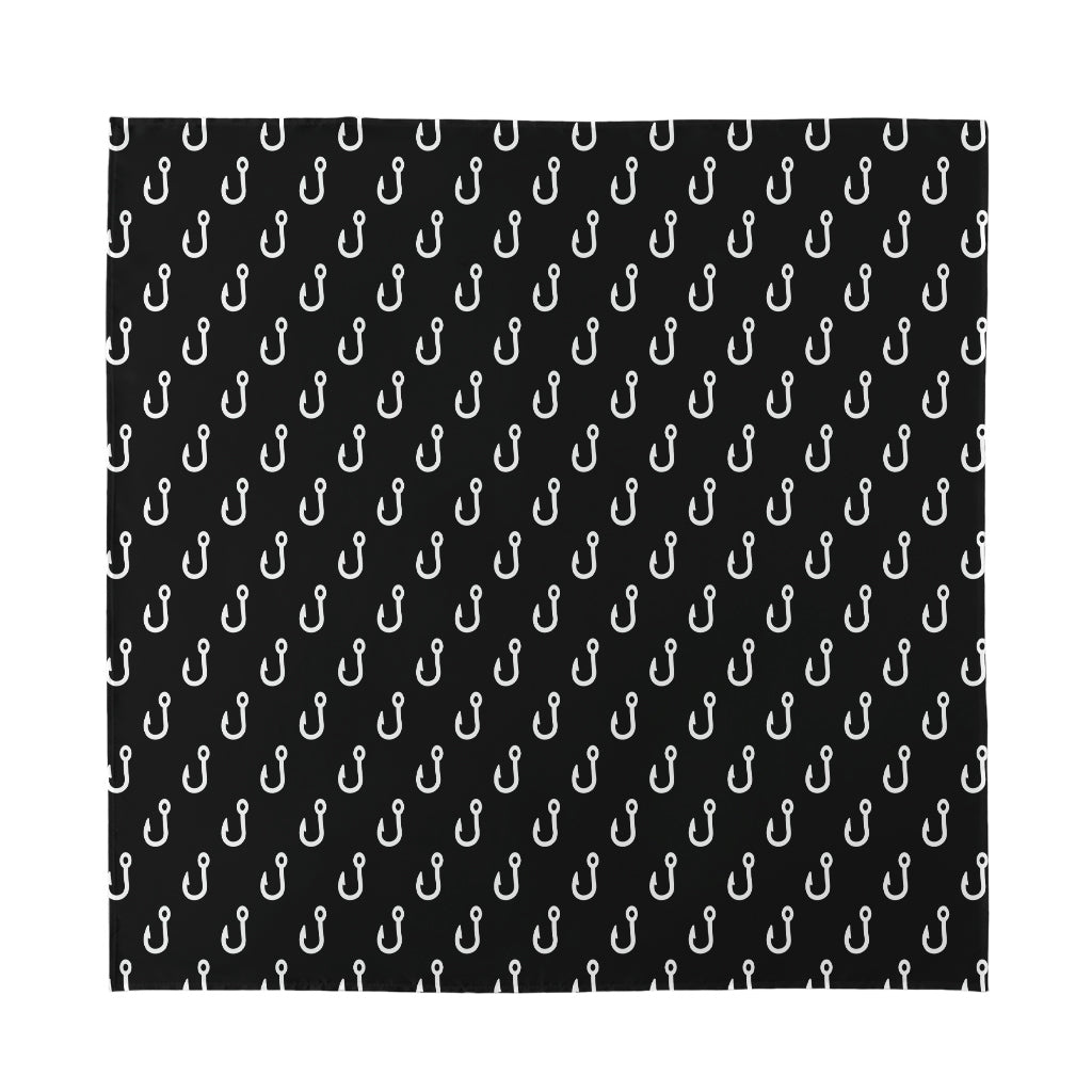 Black And White Fishing Hooks Print Silk Bandana