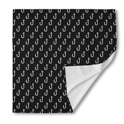 Black And White Fishing Hooks Print Silk Bandana
